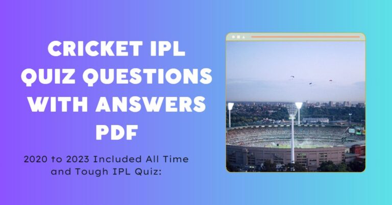 Cricket IPL quiz questions with answers PDF